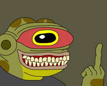 a cartoon of a monster with a big eye pointing upwards