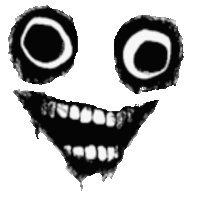 a black and white image of a smiling face