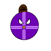 a purple circle with a cross on it and a cookie in the center