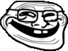 a troll face with glasses and a big smile on it .