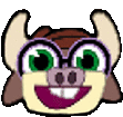 a cartoon of a bull wearing glasses and horns .