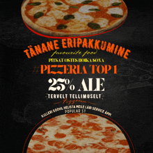 a chalkboard with a pizza and the words tanane eripakkumine