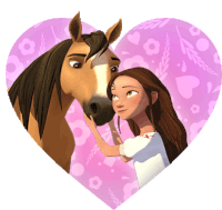 a girl petting a horse 's nose in a heart shape