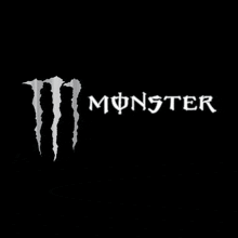 the monster logo is on a black background and has a claw on it .