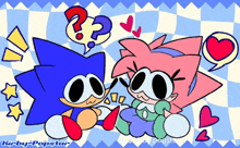 a cartoon of sonic the hedgehog and amy rose with the words kirby popstar at the bottom