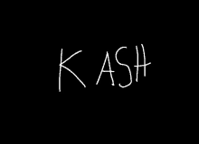 the word kash is written on a black background