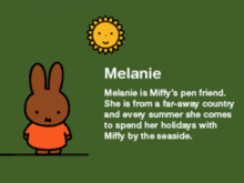 melanie is miffy 's pen friend she is from a far-away country