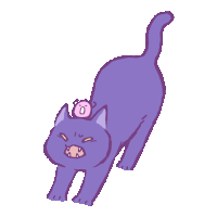 a purple cat with a pink donut on its back