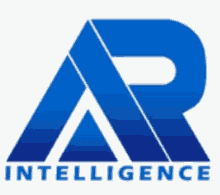 a blue and white logo for intelligence with a triangle