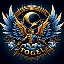 a logo for a company called togel with a man with wings