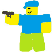 a drawing of a roblox character with a gun