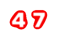 the number 47 is glowing brightly in red on a white background