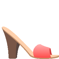 a cartoon illustration of a pink sandal with a wooden heel