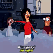 a cartoon character says it 's a party