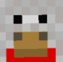 a close up of a minecraft character 's face on a checkered background .