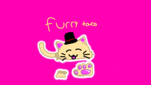 a drawing of a cat wearing a top hat with the words furry toco written below it