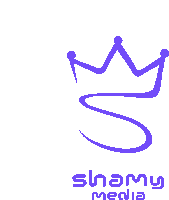 a purple logo for sinamy media with a crown in the middle