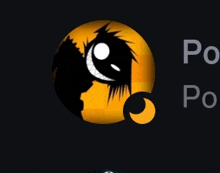 a yellow circle with a cartoon face and the letters po on it