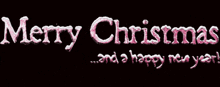 merry christmas and a happy new year is written in pink on a black background