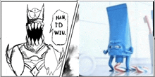 a drawing of a monster and a picture of a toothpaste tube