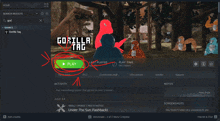 a screenshot of a game called gorilla tag with a play button highlighted