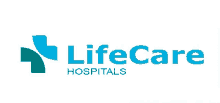 a logo for life care hospitals with a blue cross