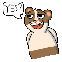 a cartoon of a hamster with a speech bubble saying yes