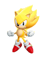 a sonic the hedgehog with a yellow head and red shoes