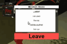 a computer screen shows a leave button