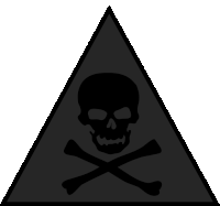 a triangle with a skull and crossbones on it