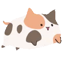 a cartoon illustration of a calico cat with brown and white spots on a white background .