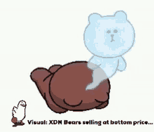 a cartoon of a bear sitting on top of another bear with the caption visual : xdn bears selling at bottom price