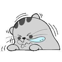 a cartoon cat is crying with a tear running down its face