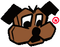 a cartoon drawing of a dog 's face with a red circle around it .