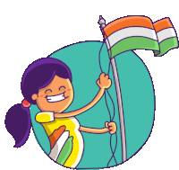 a cartoon of a girl holding a flag