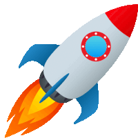 an illustration of a rocket with a red and blue nose