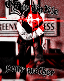 a poster that says off to dunkle your mother on it