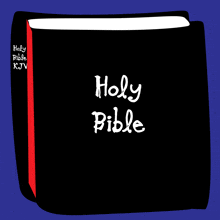 a black book with the word holy bible on it