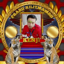 a picture of two tigers with the name kenji on it