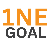 a logo that says 1ne goal in orange and black