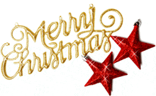 a merry christmas sign with two red stars on a white background