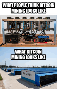 what people think bitcoin mining looks like and what bitcoin mining looks like are displayed