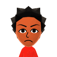 a cartoon character with spiky hair and a red shirt has a sad look on his face