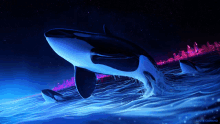 a painting of a killer whale with the year 2018 on the bottom right