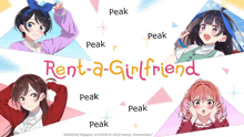 a poster for rent-a-girlfriend shows four anime girls