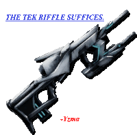 a drawing of a rifle with the words the tek rifle suffices below it