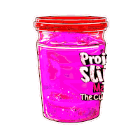 a cartoon drawing of a jar with a red lid that says project slime