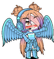 a cartoon of a girl with wings and headphones