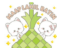 a cartoon of two cats with the words " maap lahil batin "