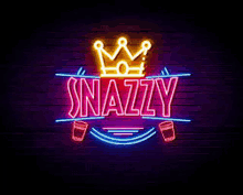 a neon sign that says snazzy on it